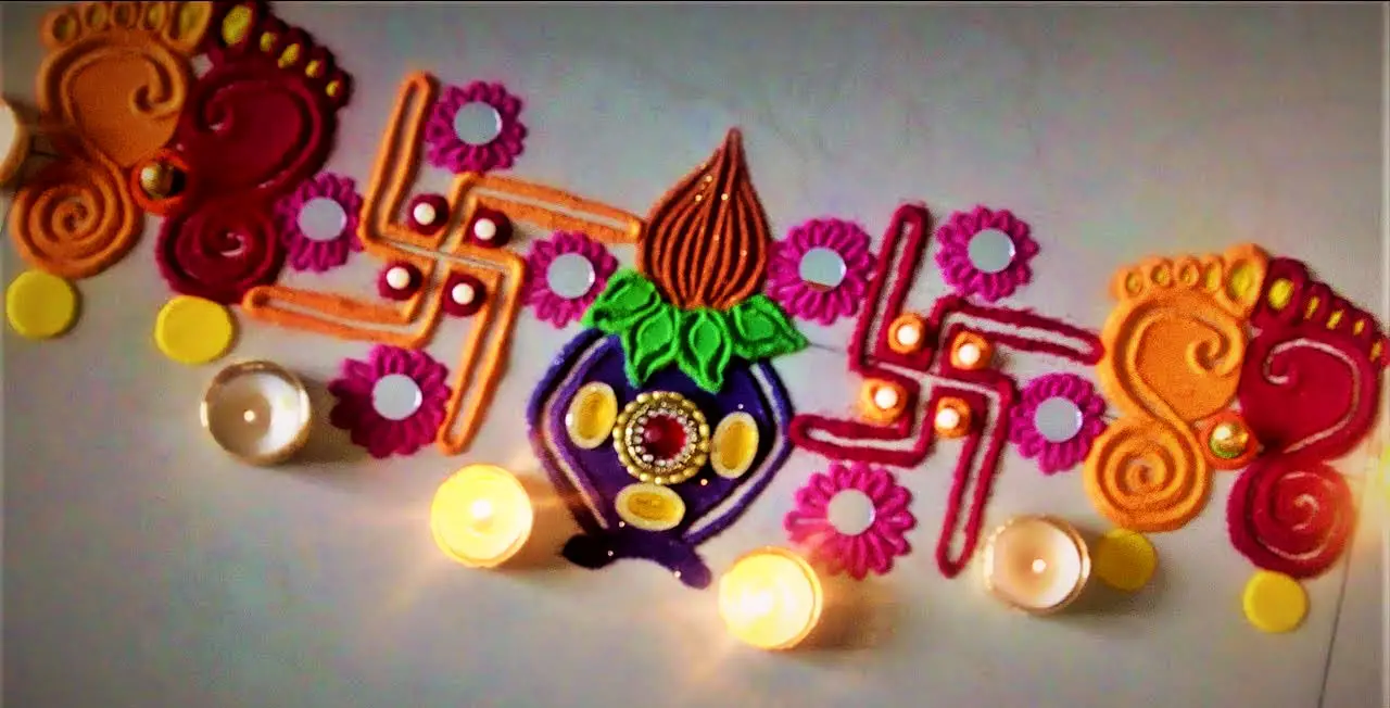 Shubh Labh Rangoli Design for Door and Welcome