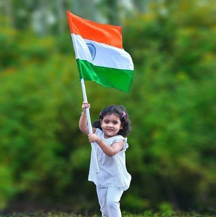 Cute Baby Girl with Indian Flag