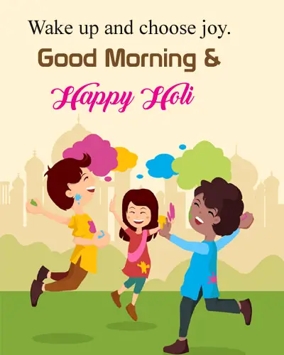 Good Morning and Happy Holi Wishes Images in Hindi English 2023