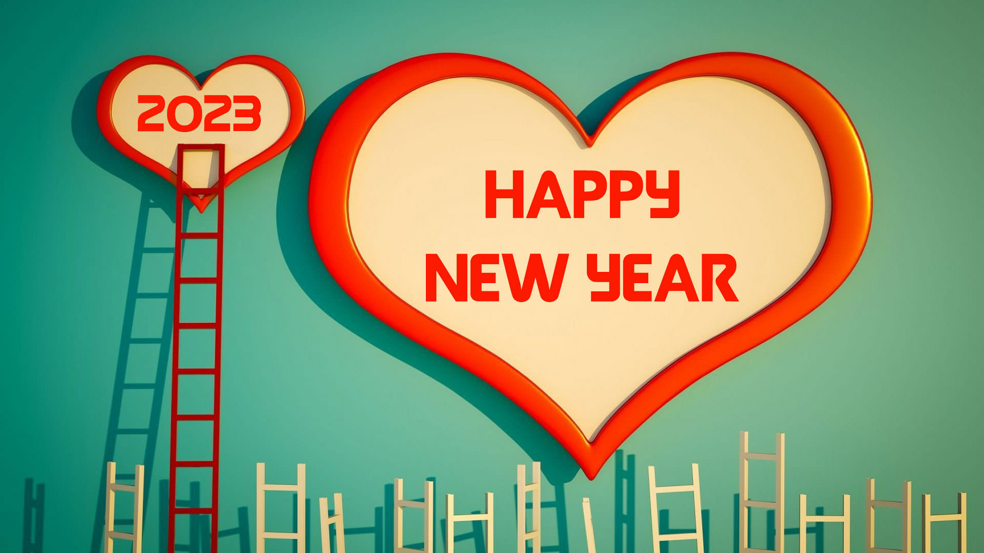 Happy New Year 2023 Love Heart Wallpaper