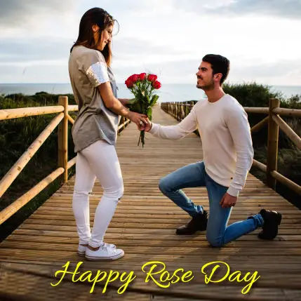 Boy Proposing To Girl with Rose on Rose Day