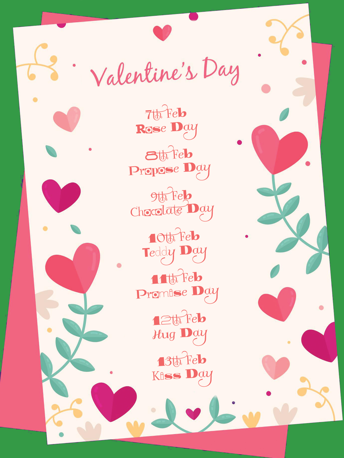 Stylish Valentine Week Chart Greeting
