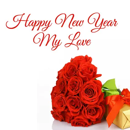Happy New Year My Love with Red Roses Bunch