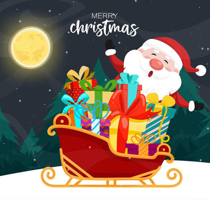 Santa Image with Lots of Gifts