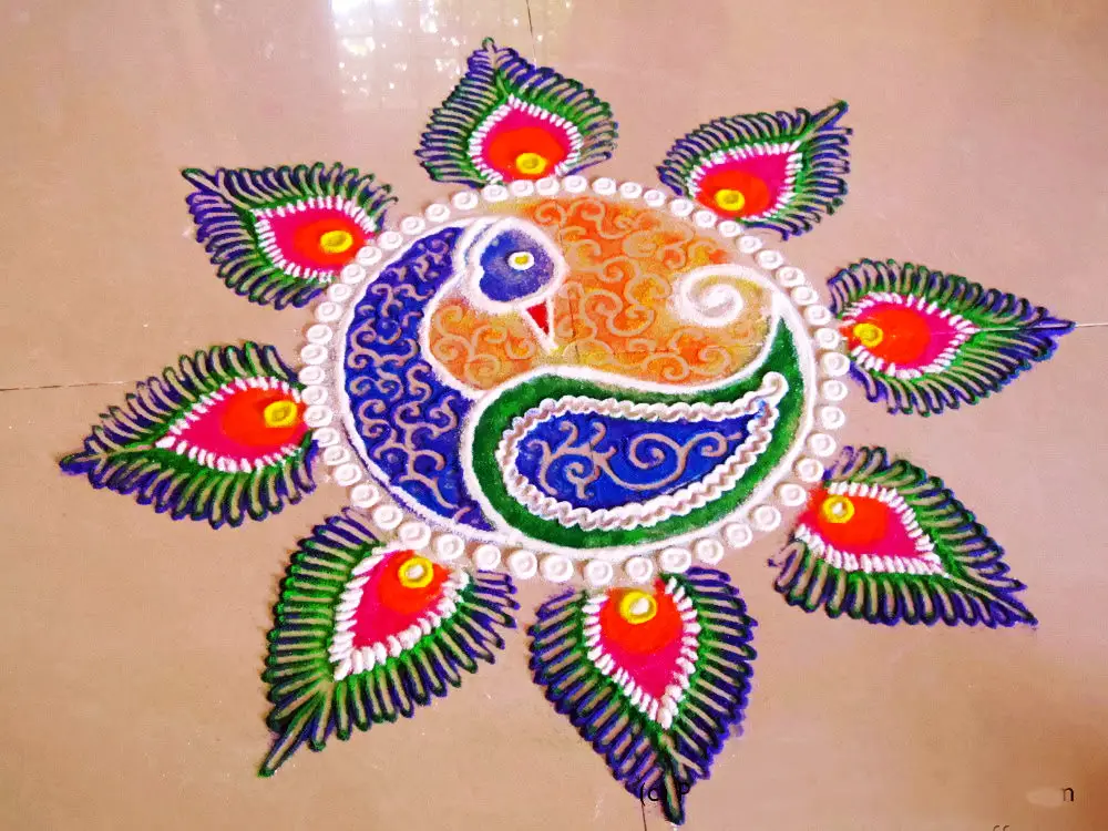 Beautiful Peacock Rangoli Pattern Images