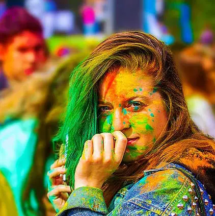 Girl DP with Holi Colors