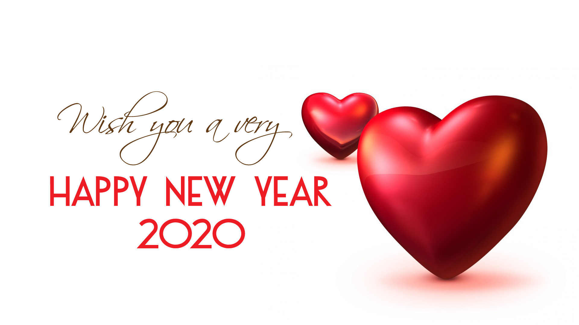 Wish You a Very Happy New Year 2020 Love Heart Wallpaper