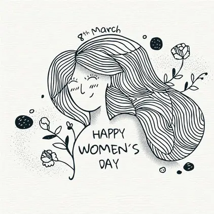Happy Womens Day Black-White Image